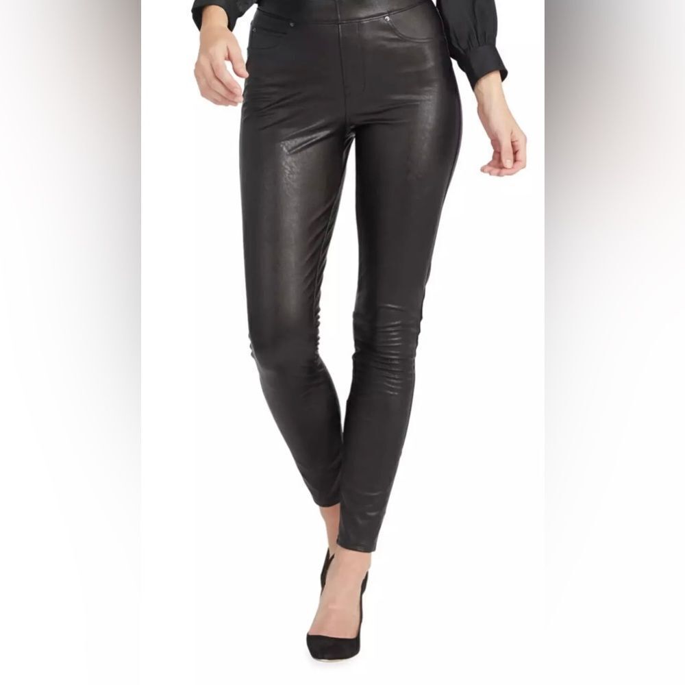 Spanx Leather Like Ankle Skinny Pants Black M